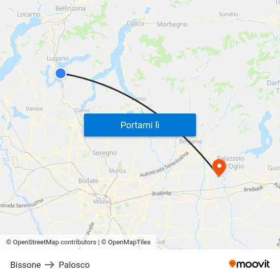 Bissone to Palosco map