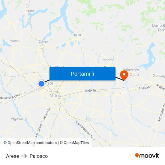 Arese to Palosco map