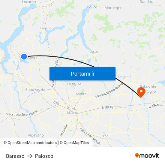 Barasso to Palosco map