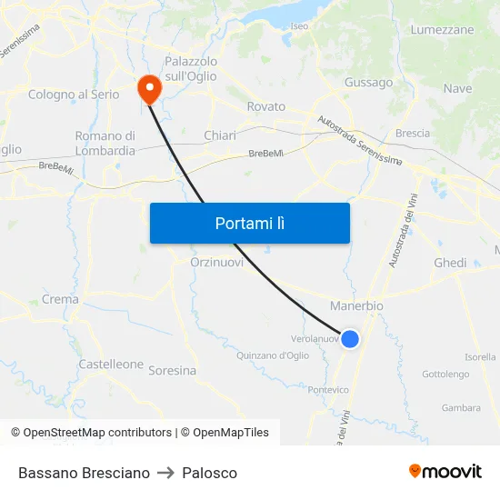 Bassano Bresciano to Palosco map