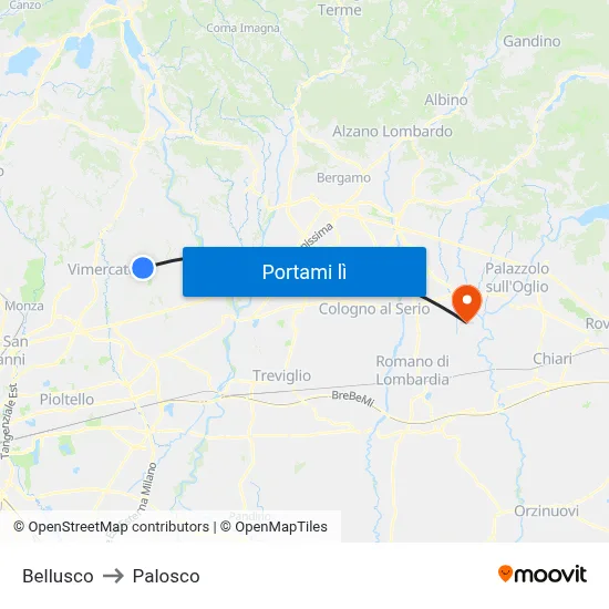 Bellusco to Palosco map