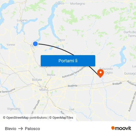Blevio to Palosco map