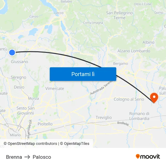 Brenna to Palosco map