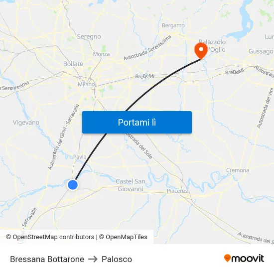 Bressana Bottarone to Palosco map