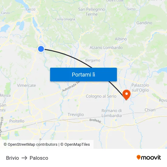 Brivio to Palosco map