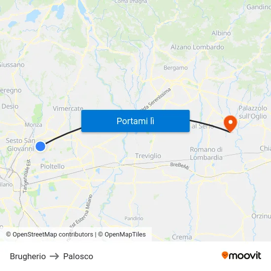 Brugherio to Palosco map