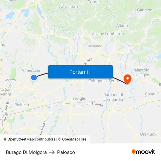 Burago Di Molgora to Palosco map