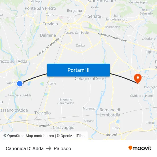 Canonica D' Adda to Palosco map