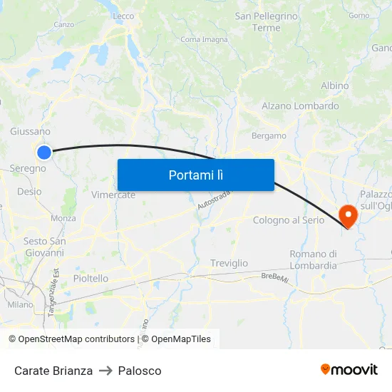 Carate Brianza to Palosco map