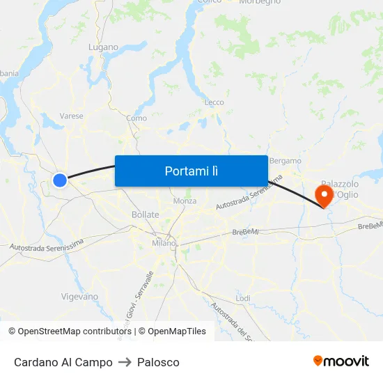 Cardano Al Campo to Palosco map