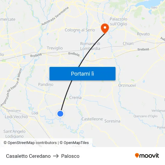 Casaletto Ceredano to Palosco map