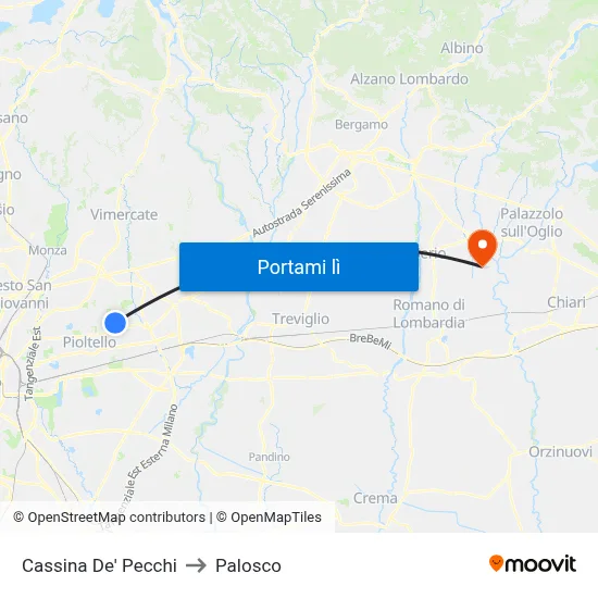 Cassina De' Pecchi to Palosco map