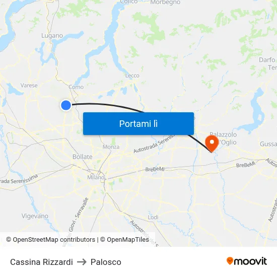Cassina Rizzardi to Palosco map