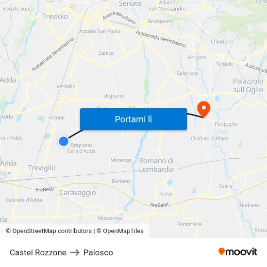 Castel Rozzone to Palosco map
