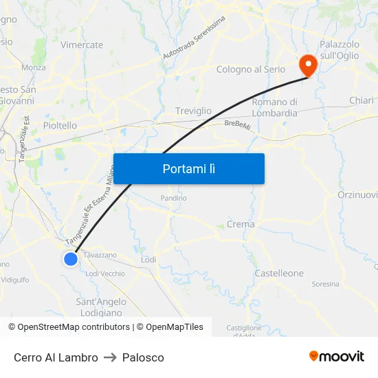 Cerro Al Lambro to Palosco map