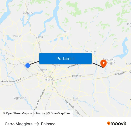 Cerro Maggiore to Palosco map