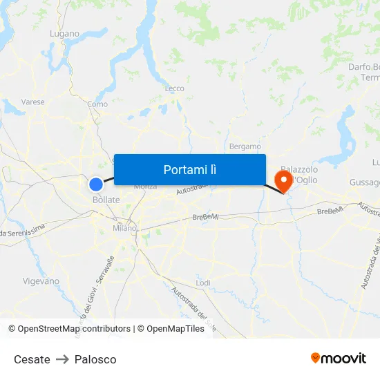 Cesate to Palosco map