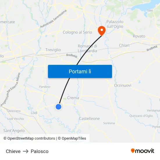Chieve to Palosco map