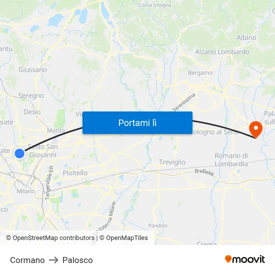 Cormano to Palosco map