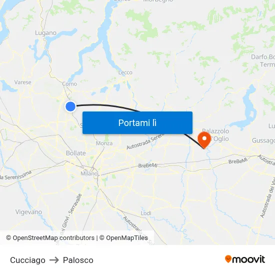 Cucciago to Palosco map