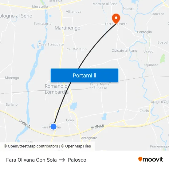 Fara Olivana Con Sola to Palosco map