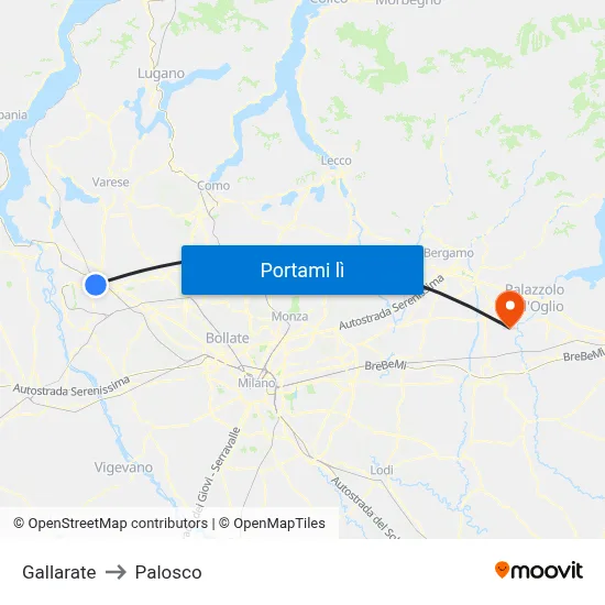 Gallarate to Palosco map