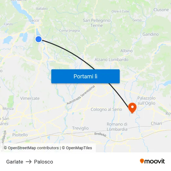 Garlate to Palosco map