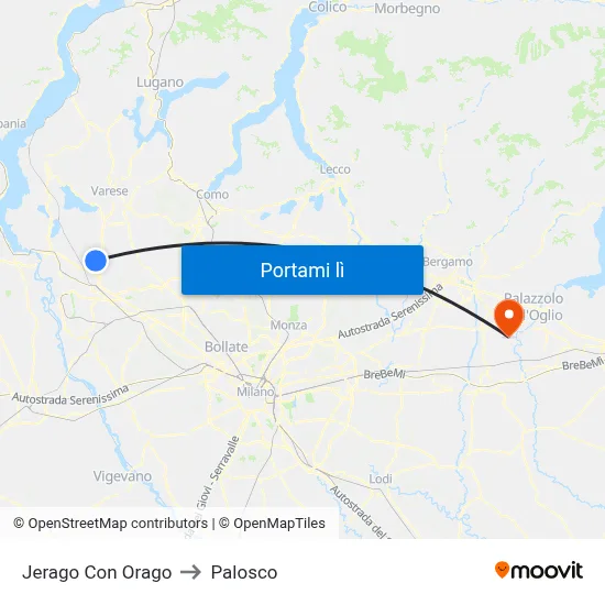 Jerago Con Orago to Palosco map