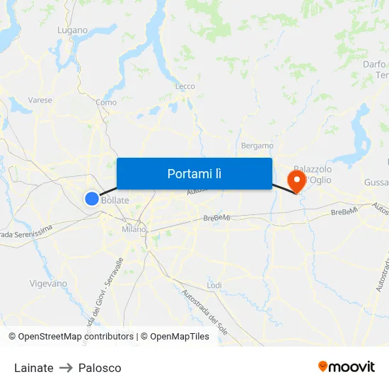 Lainate to Palosco map