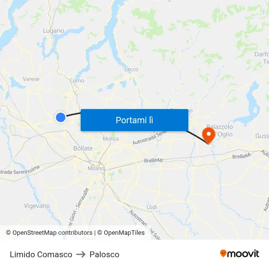 Limido Comasco to Palosco map