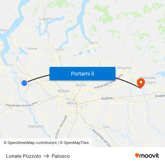 Lonate Pozzolo to Palosco map