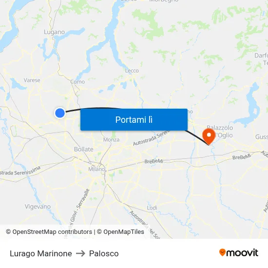 Lurago Marinone to Palosco map