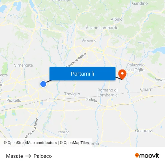 Masate to Palosco map