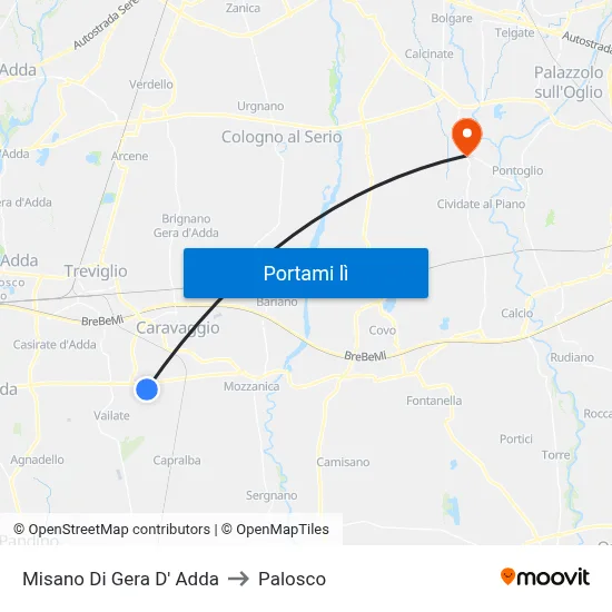 Misano Di Gera D' Adda to Palosco map