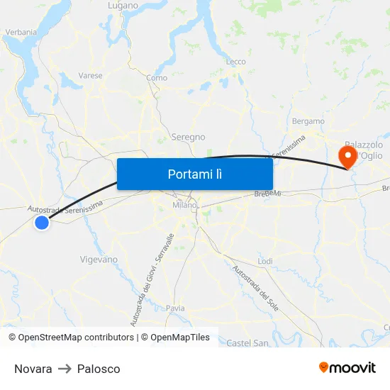 Novara to Palosco map