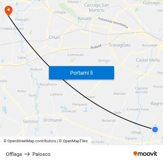 Offlaga to Palosco map