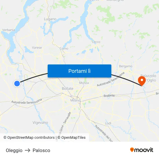 Oleggio to Palosco map