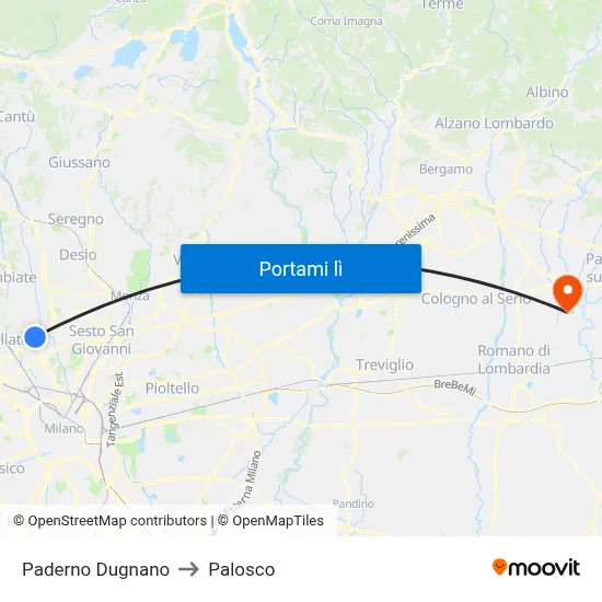 Paderno Dugnano to Palosco map