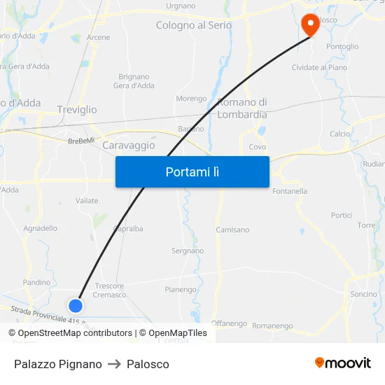 Palazzo Pignano to Palosco map
