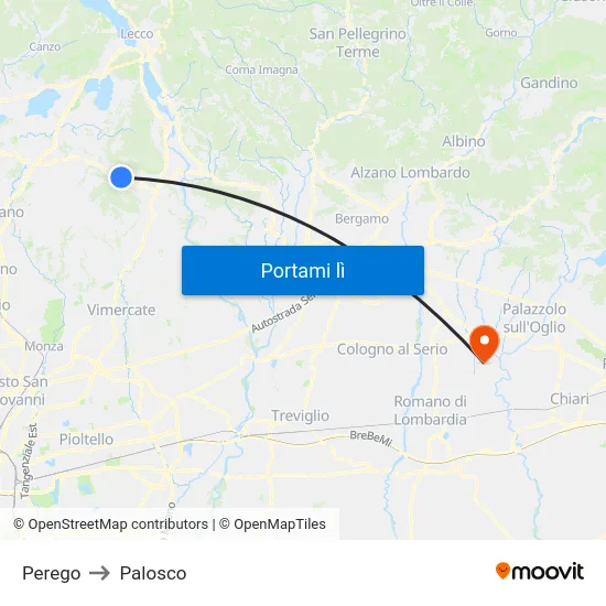 Perego to Palosco map