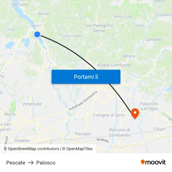 Pescate to Palosco map