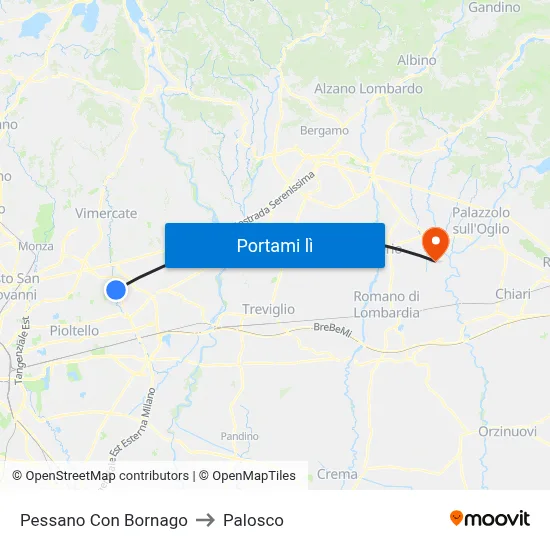 Pessano Con Bornago to Palosco map