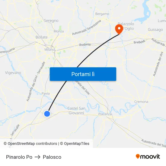 Pinarolo Po to Palosco map