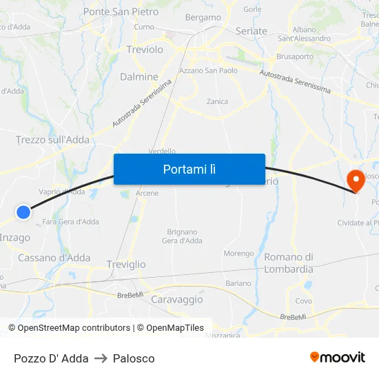 Pozzo D' Adda to Palosco map