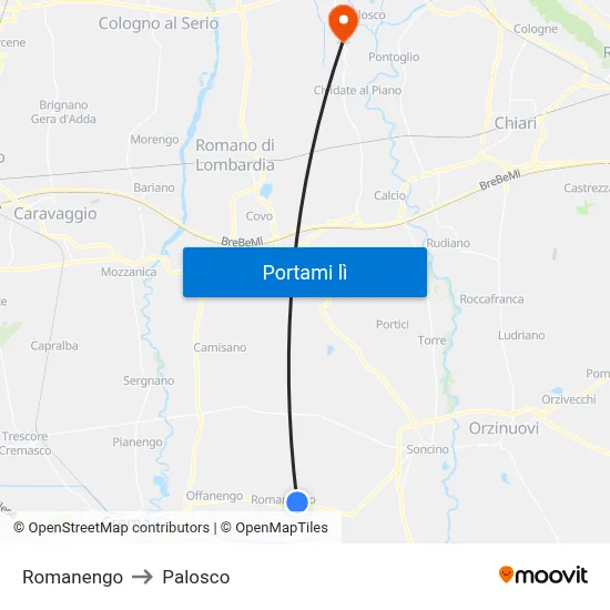 Romanengo to Palosco map