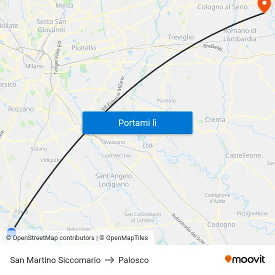 San Martino Siccomario to Palosco map