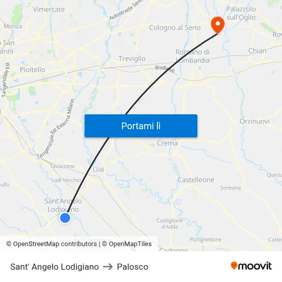Sant' Angelo Lodigiano to Palosco map