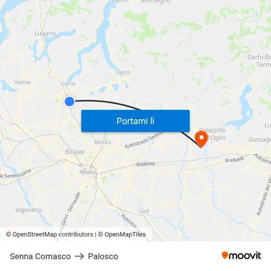 Senna Comasco to Palosco map