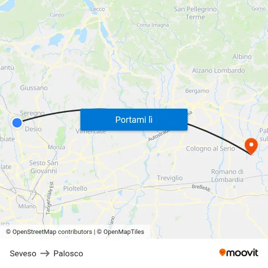 Seveso to Palosco map