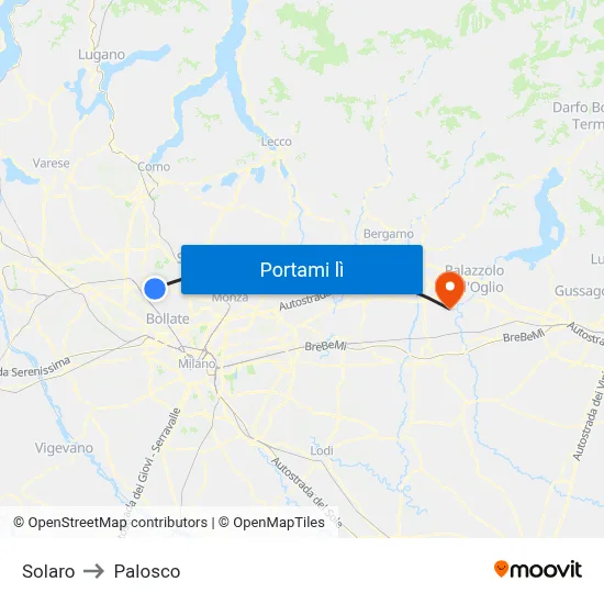 Solaro to Palosco map